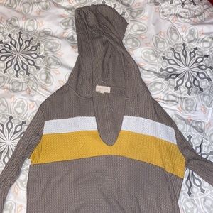 yellow white brown cropped hoodie